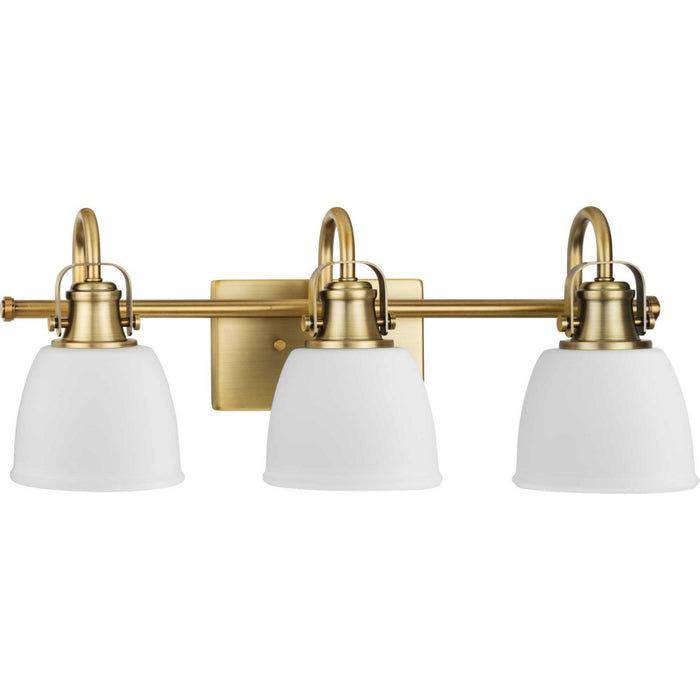 Progress Lighting P300428-163 Three Light Vanity, Vintage Brass