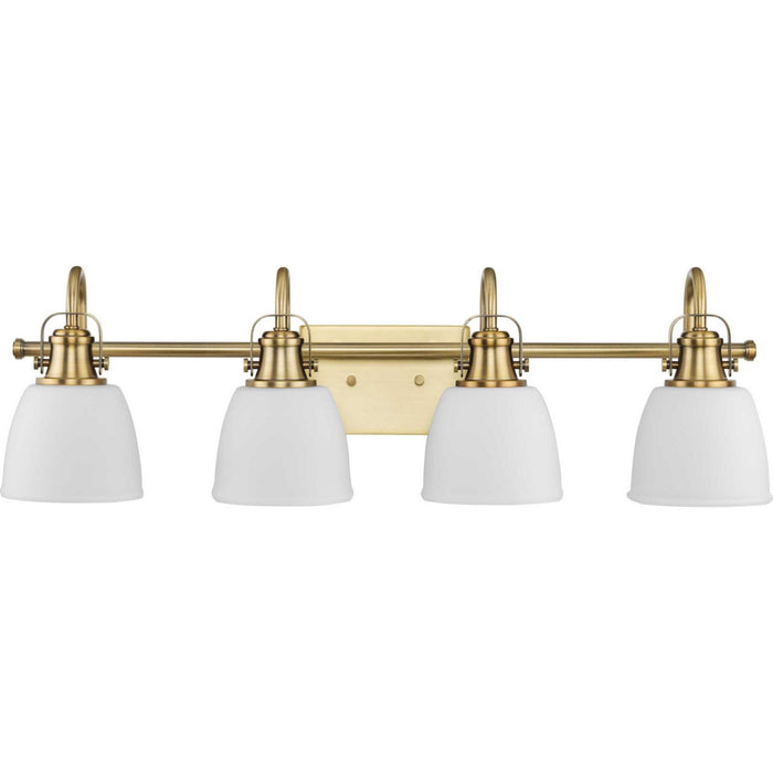 Progress Lighting P300429-163 Four Light Vanity, Vintage Brass