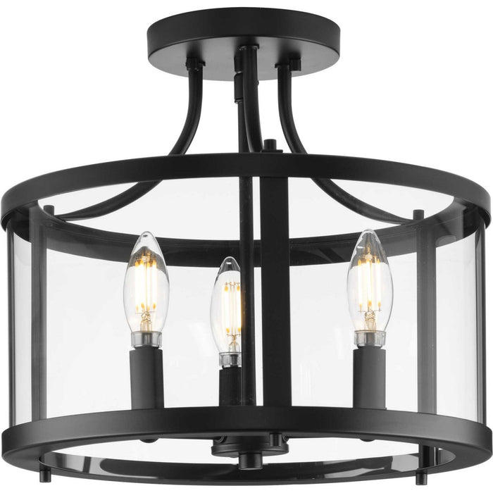 Progress Lighting P350231-31M Three Light Semi Flush Mount, Matte Black
