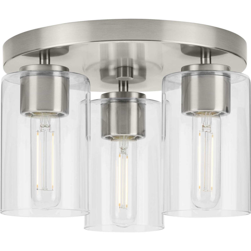 Progress Lighting P350237-009 Three Light Flush Mount, Brushed Nickel