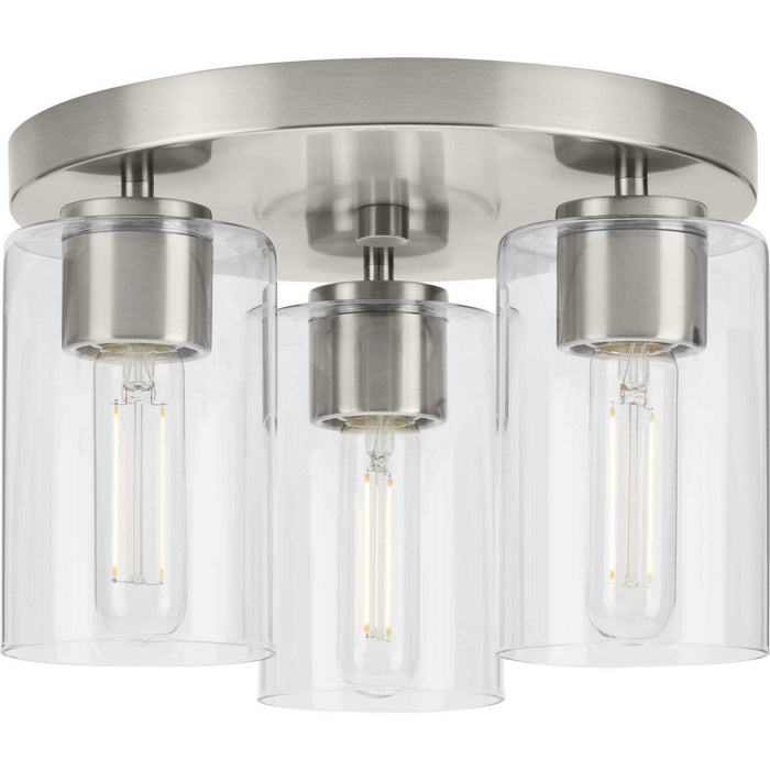 Progress Lighting P350237-009 Three Light Flush Mount, Brushed Nickel