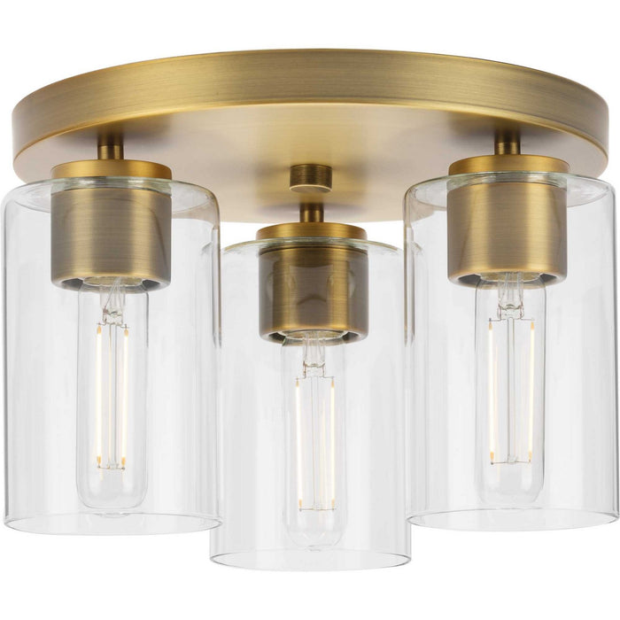 Progress Lighting P350237-163 Three Light Flush Mount, Vintage Brass