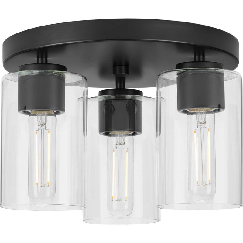 Progress Lighting P350237-31M Three Light Flush Mount, Matte Black