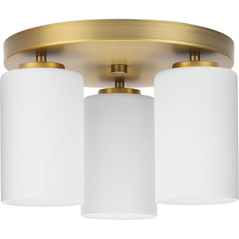 Progress Lighting P350238-163 Three Light Flush Mount, Vintage Brass