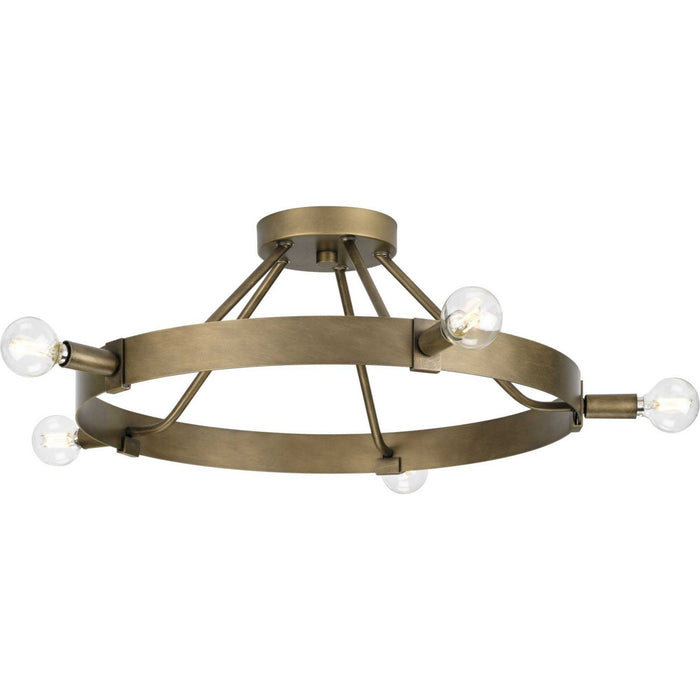 Progress Lighting P350240-196 Five Light Semi Flush Mount, Aged Bronze