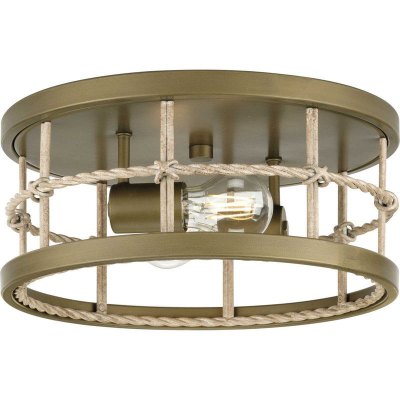 Progress Lighting P350241-161 Two Light Flush Mount, Aged Brass