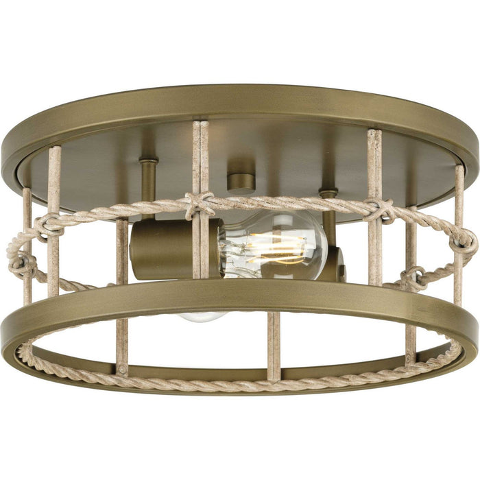 Progress Lighting P350241-161 Two Light Flush Mount, Aged Brass