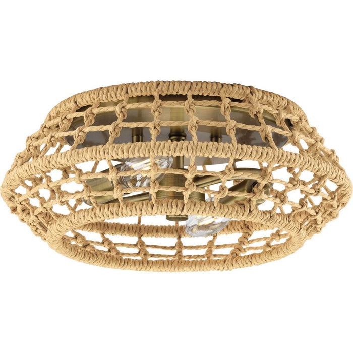 Progress Lighting P350245-163 Two Light Flush Mount, Vintage Brass