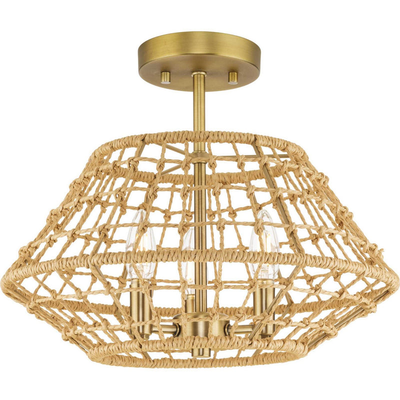 Progress Lighting P350246-163 Three Light Flush Mount, Vintage Brass