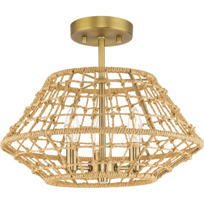 Progress Lighting P350246-163 Three Light Flush Mount, Vintage Brass