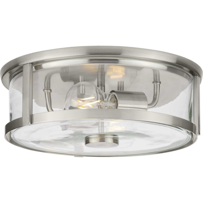 Progress Lighting P350253-009 Two Light Flush Mount, Brushed Nickel