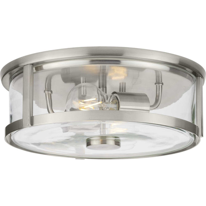 Progress Lighting P350253-009 Two Light Flush Mount, Brushed Nickel