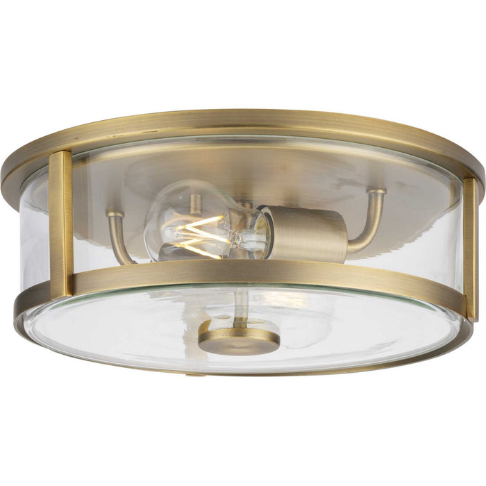 Progress Lighting P350253-163 Two Light Flush Mount, Vintage Brass
