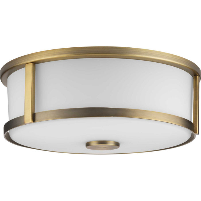 Progress Lighting P350254-163 Two Light Flush Mount, Vintage Brass