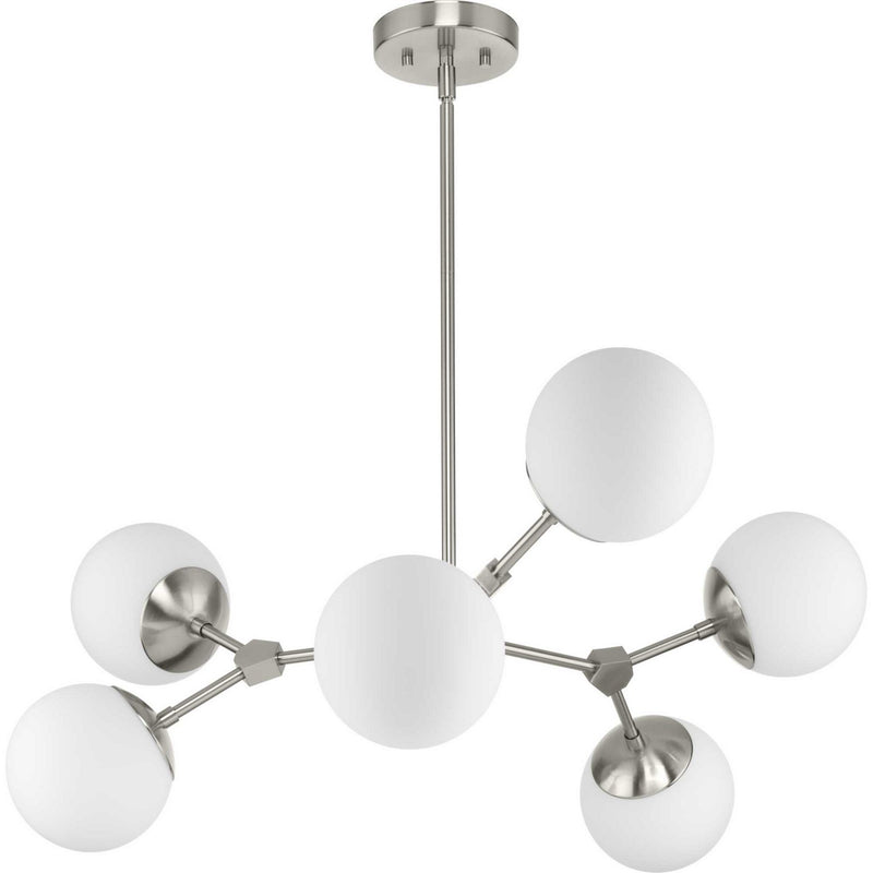 Progress Lighting P400308-009 Six Light Chandelier, Brushed Nickel