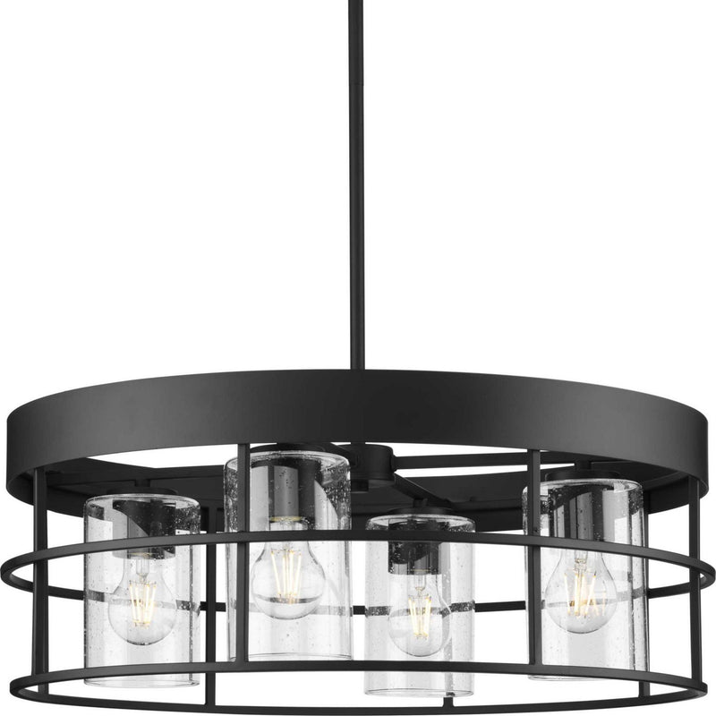 Progress Lighting P400311-31M Four Light Chandelier, Matte Black