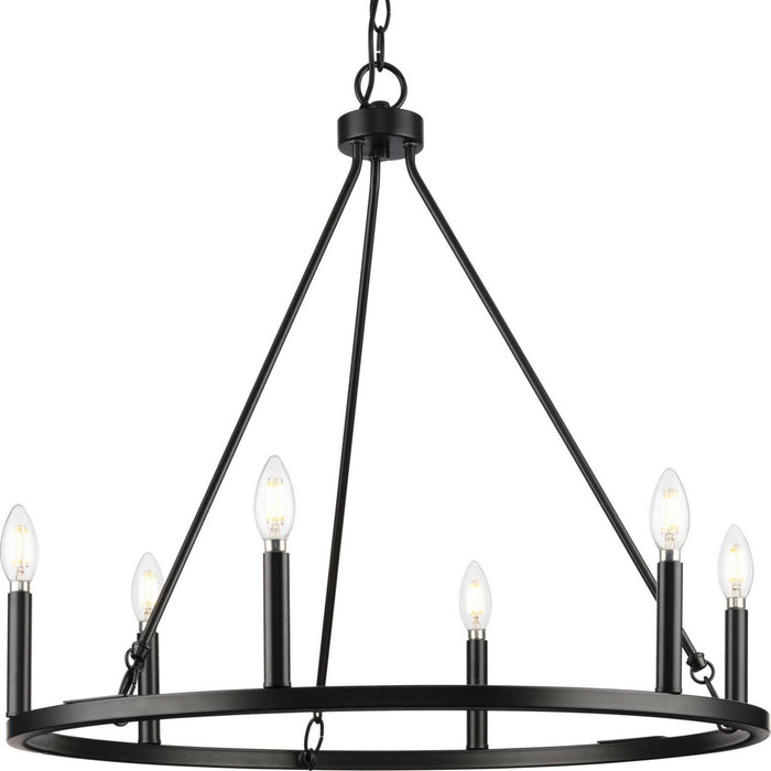 Progress Lighting P400313-31M Six Light Chandelier, Matte Black