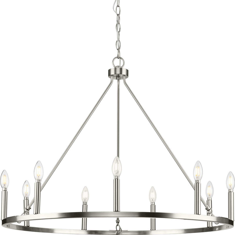 Progress Lighting P400314-009 Nine Light Chandelier, Brushed Nickel