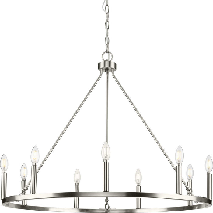 Progress Lighting P400314-009 Nine Light Chandelier, Brushed Nickel