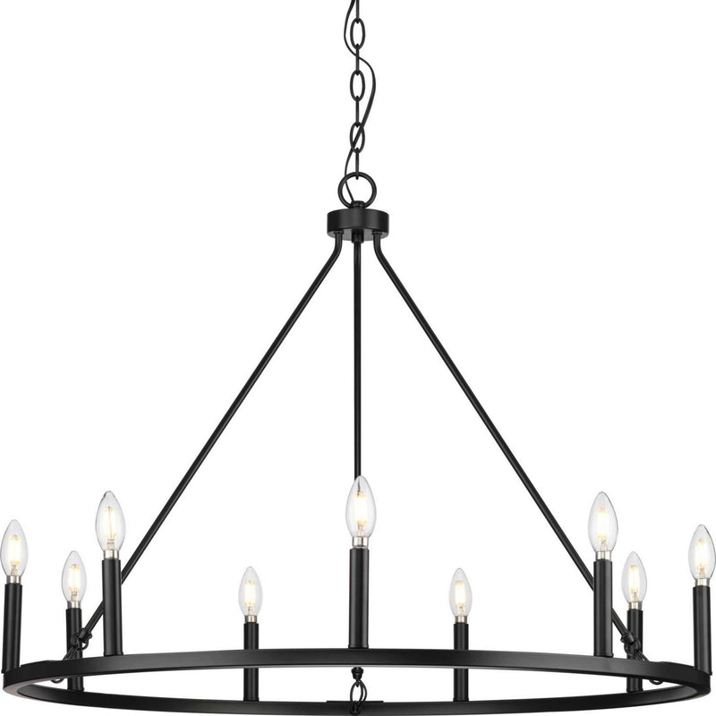 Progress Lighting P400314-31M Nine Light Chandelier, Matte Black