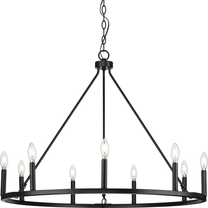 Progress Lighting P400314-31M Nine Light Chandelier, Matte Black