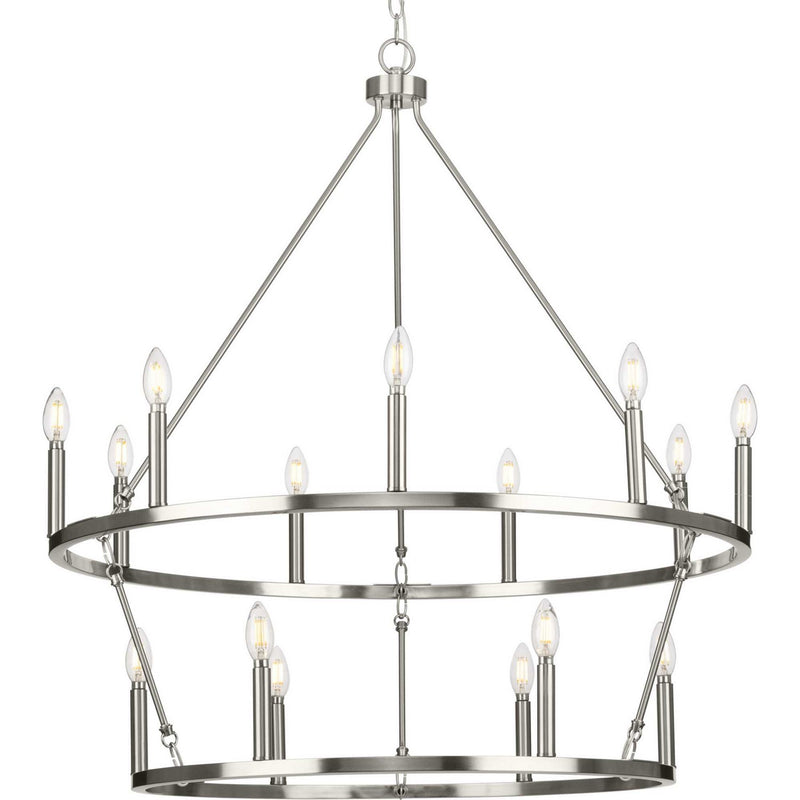 Progress Lighting P400315-009 15 Light Chandelier, Brushed Nickel