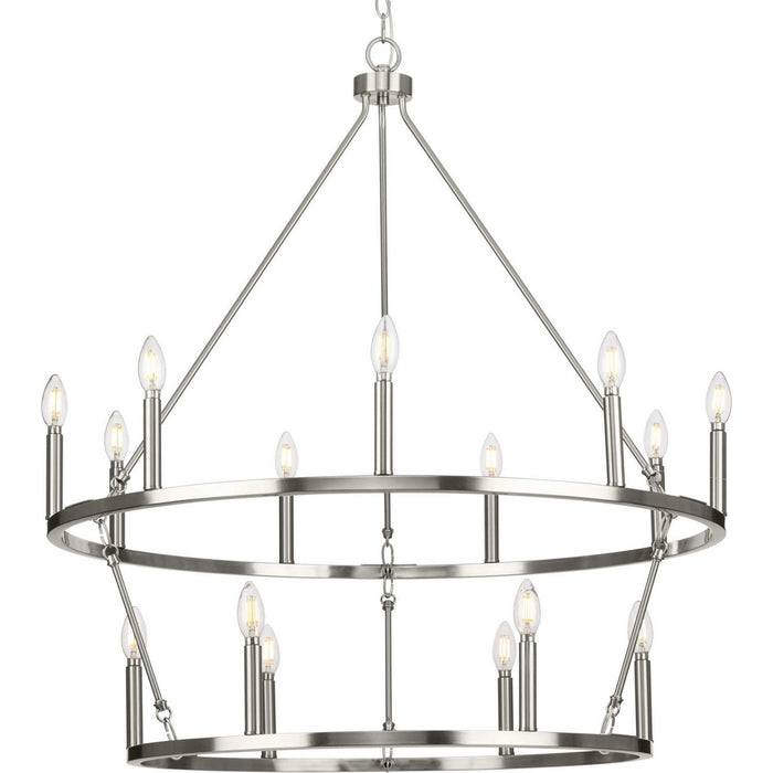 Progress Lighting P400315-009 15 Light Chandelier, Brushed Nickel