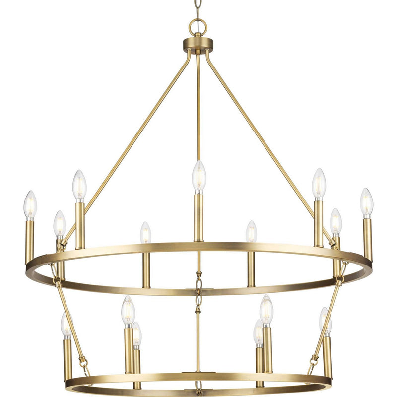 Progress Lighting P400315-163 15 Light Chandelier, Vintage Brass