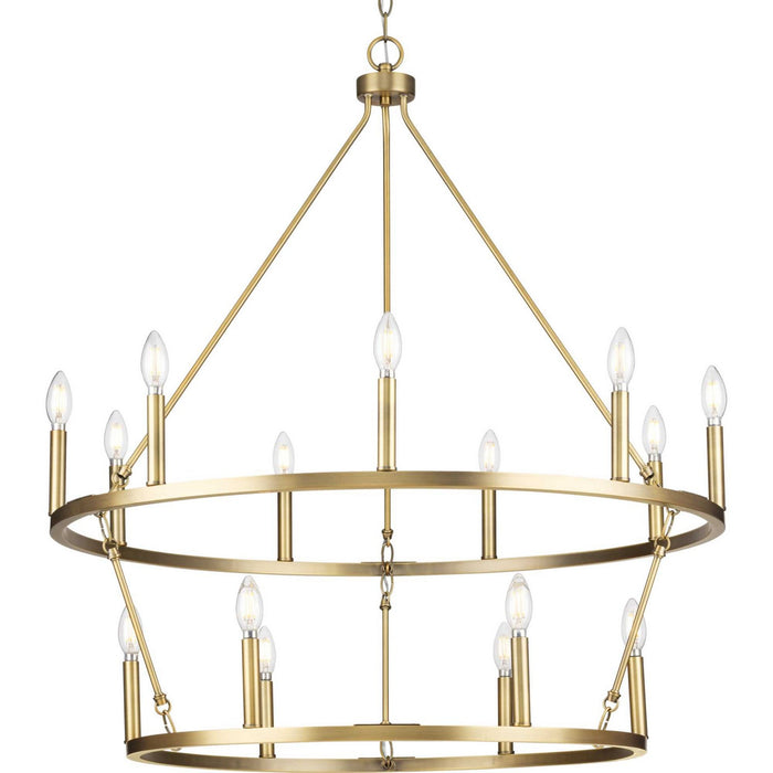 Progress Lighting P400315-163 15 Light Chandelier, Vintage Brass