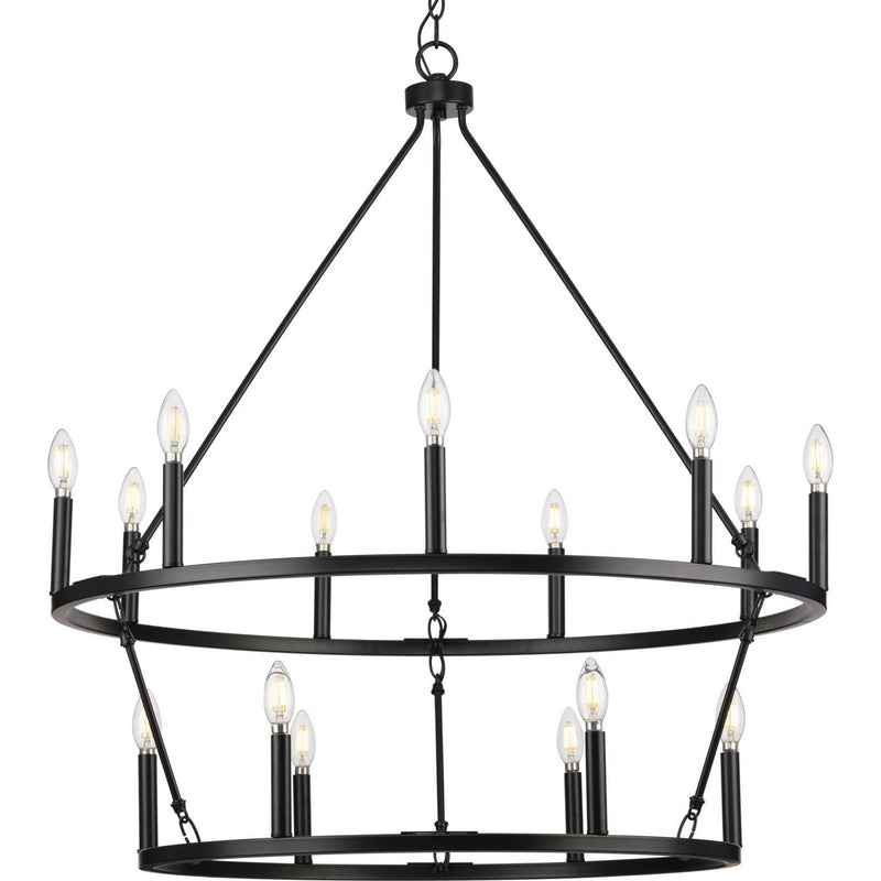 Progress Lighting P400315-31M 15 Light Chandelier, Matte Black