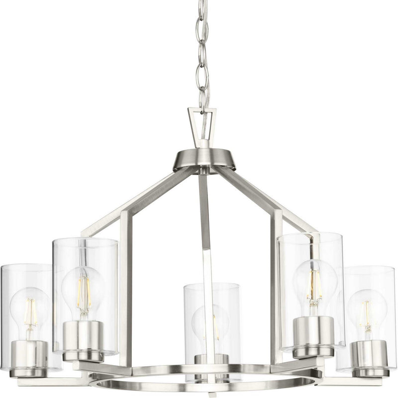 Progress Lighting P400316-009 Five Light Chandelier, Brushed Nickel