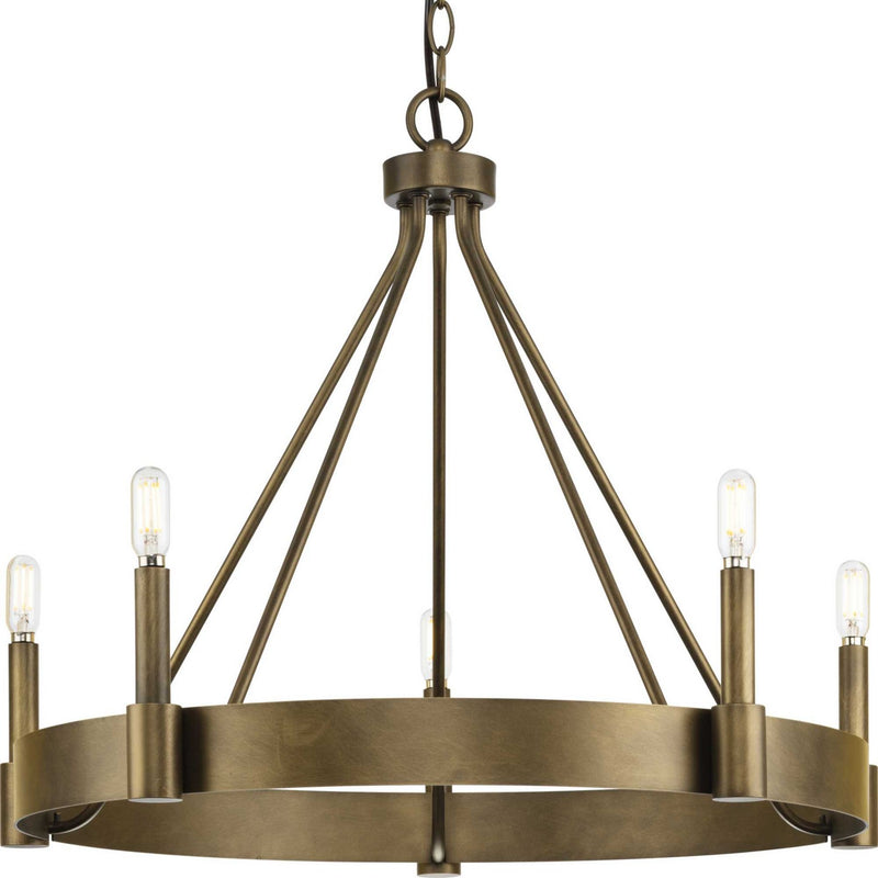 Progress Lighting P400318-196 Five Light Chandelier, Aged Bronze