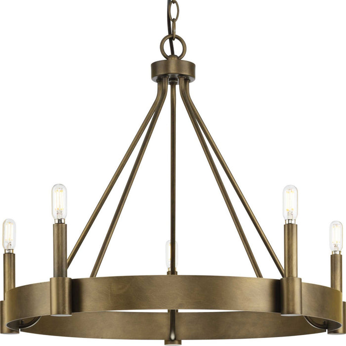 Progress Lighting P400318-196 Five Light Chandelier, Aged Bronze