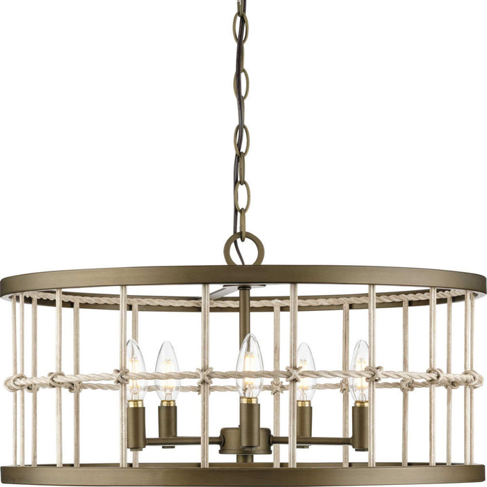 Progress Lighting P400320-161 Five Light Chandelier, Aged Brass
