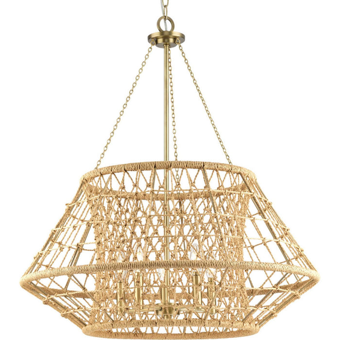 Progress Lighting P400324-163 Five Light Chandelier, Vintage Brass
