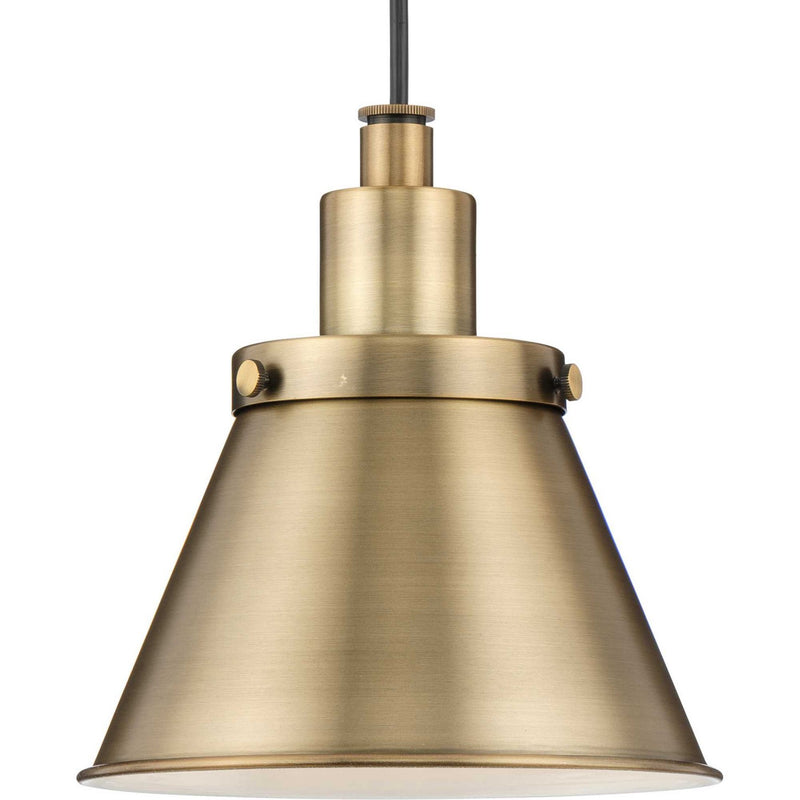 Progress Lighting P500383-163 One Light Pendant, Vintage Brass