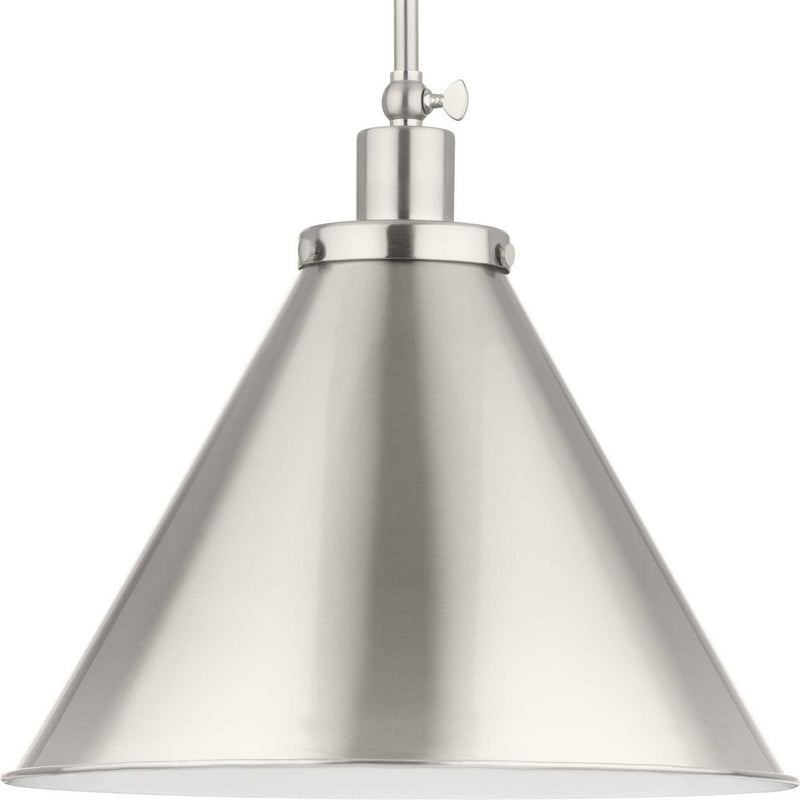 Progress Lighting P500385-009 One Light Pendant, Brushed Nickel