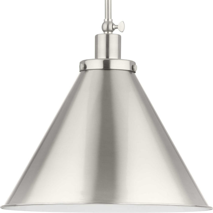 Progress Lighting P500385-009 One Light Pendant, Brushed Nickel