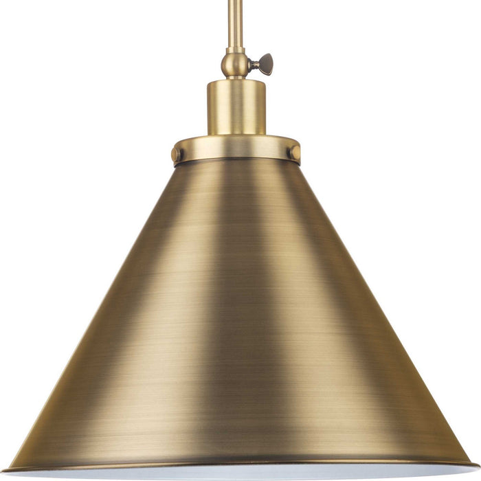 Progress Lighting P500385-163 One Light Pendant, Vintage Brass