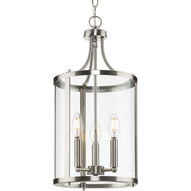 Progress Lighting P500390-009 Three Light Hall & Foyer Light, Brushed Nickel