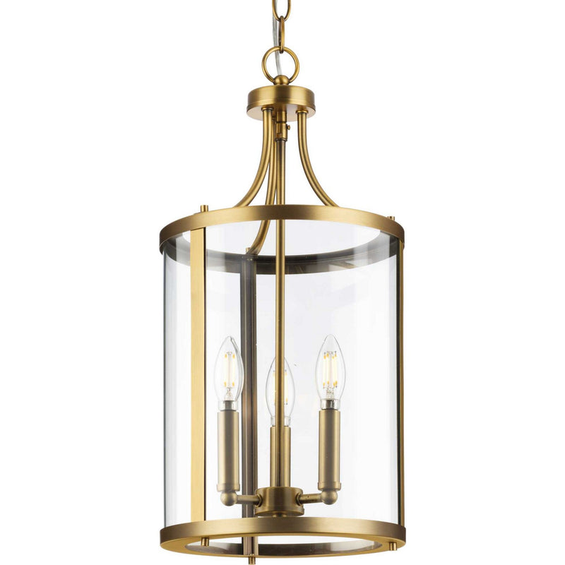 Progress Lighting P500390-163 Three Light Hall & Foyer Light, Vintage Brass
