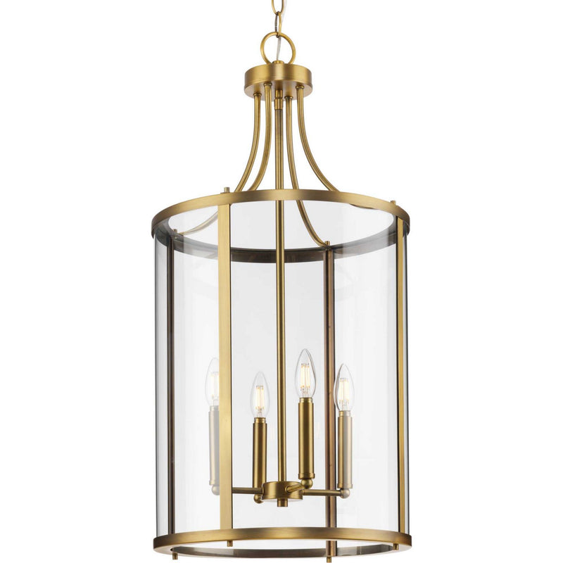 Progress Lighting P500391-163 Four Light Hall & Foyer Light, Vintage Brass