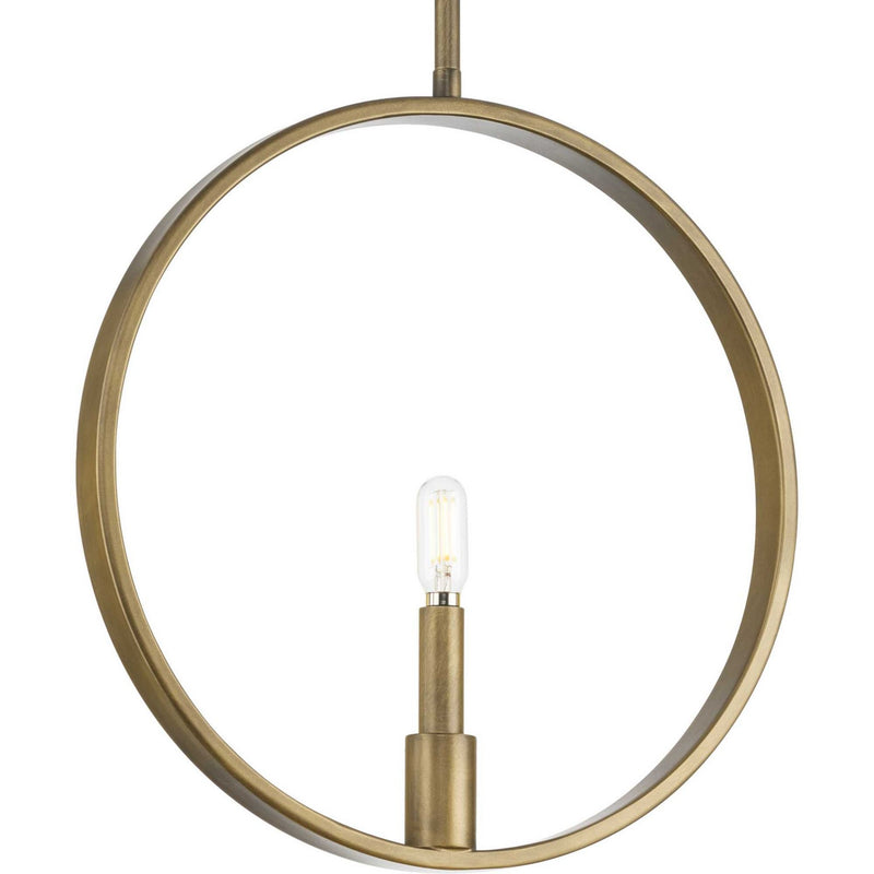Progress Lighting P500412-196 One Light Pendant, Aged Bronze