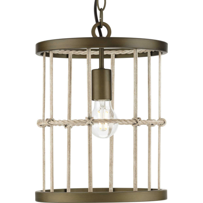 Progress Lighting P500417-161 One Light Pendant, Aged Brass