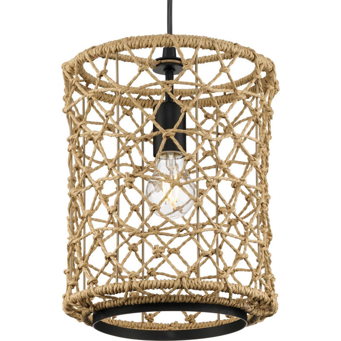 Progress Lighting P500419-31M One Light Pendant, Matte Black
