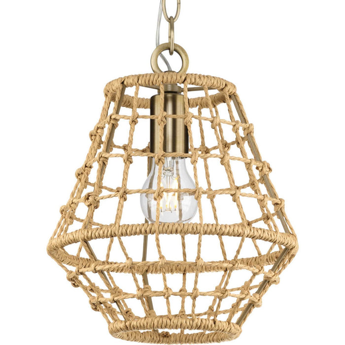 Progress Lighting P500423-163 One Light Pendant, Vintage Brass