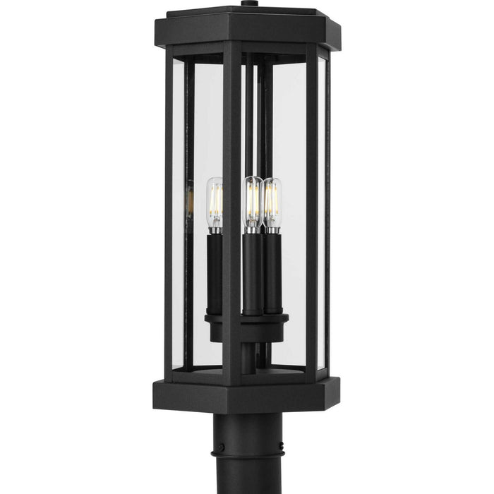 Progress Lighting P540104-031 Three Light Outdoor Post Lantern, Black