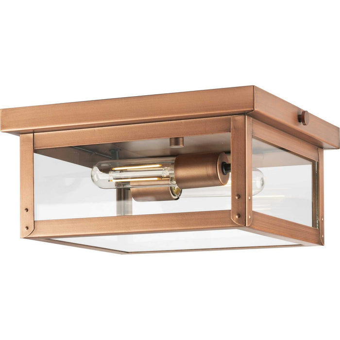 Progress Lighting P550007-169 Two Light Outdoor Flush Mount, Antique Copper (Painted)