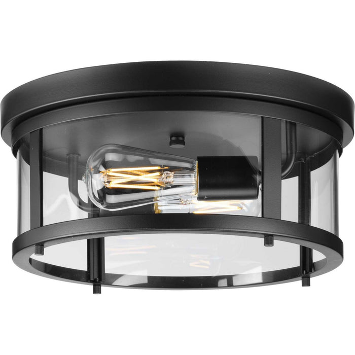Progress Lighting P550021-31M Two Light Outdoor Flush Mount, Matte Black