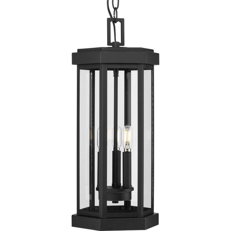 Progress Lighting P550132-031 Three Light Outdoor Hanging Lantern, Black